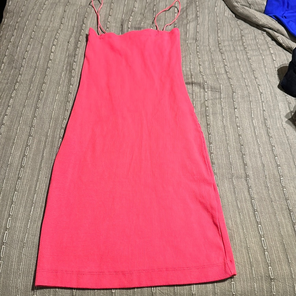 ZARA Pink Ribbed body on dress Size Medium